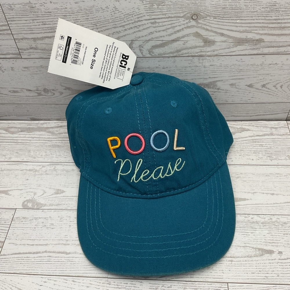 Time and Tru Women's Pool Please Teal Baseball Cap One Size Cotton - Picture 2 of 8